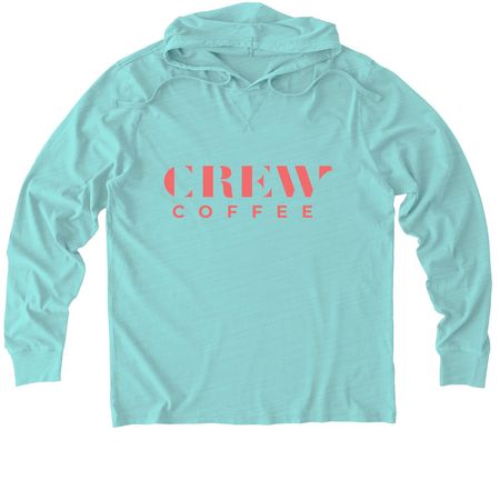 Pink Crew Logo & Trolley, a Saltwater Blue Allmade Organic Cotton Mineral Dye Hoodie Tee