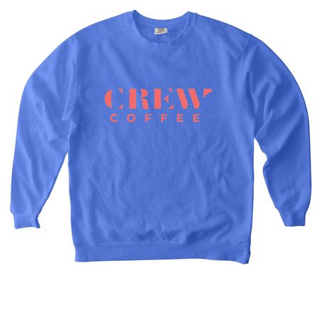 Pink Crew Logo & Trolley, a Flo Blue Comfort Colors Crewneck Sweatshirt
