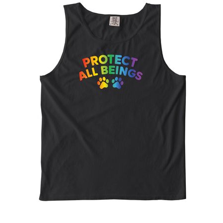 Protect All Beings, a Black Comfort Colors Tank Top