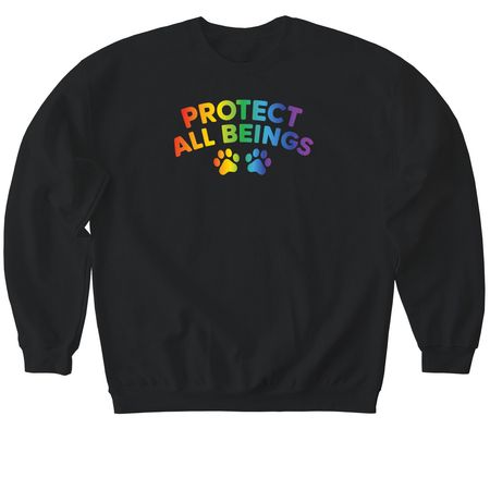 Protect All Beings, a Black Softstyle Crewneck Sweatshirt