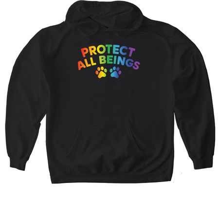 Protect All Beings, a Black Gildan Softstyle Pullover Hoodie