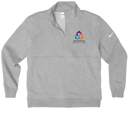 Ascentria Activewear, a Dark Grey Heather Nike Club Fleece Half Zip Pullover