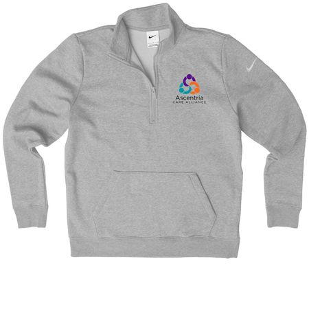 Ascentria Activewear, a Dark Grey Heather Nike Women's Club Half Zip Pullover