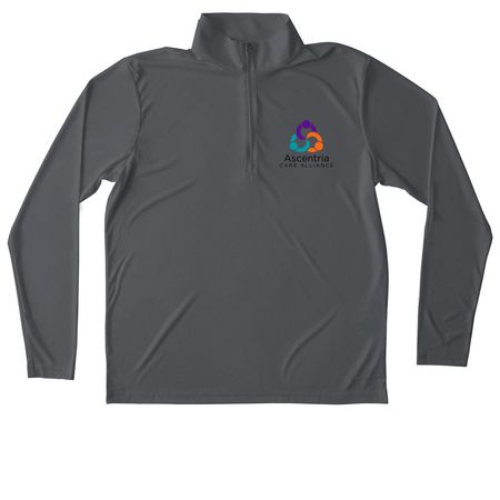 Ascentria Activewear, a Iron Grey Unisex Performance Quarter Zip Pullover