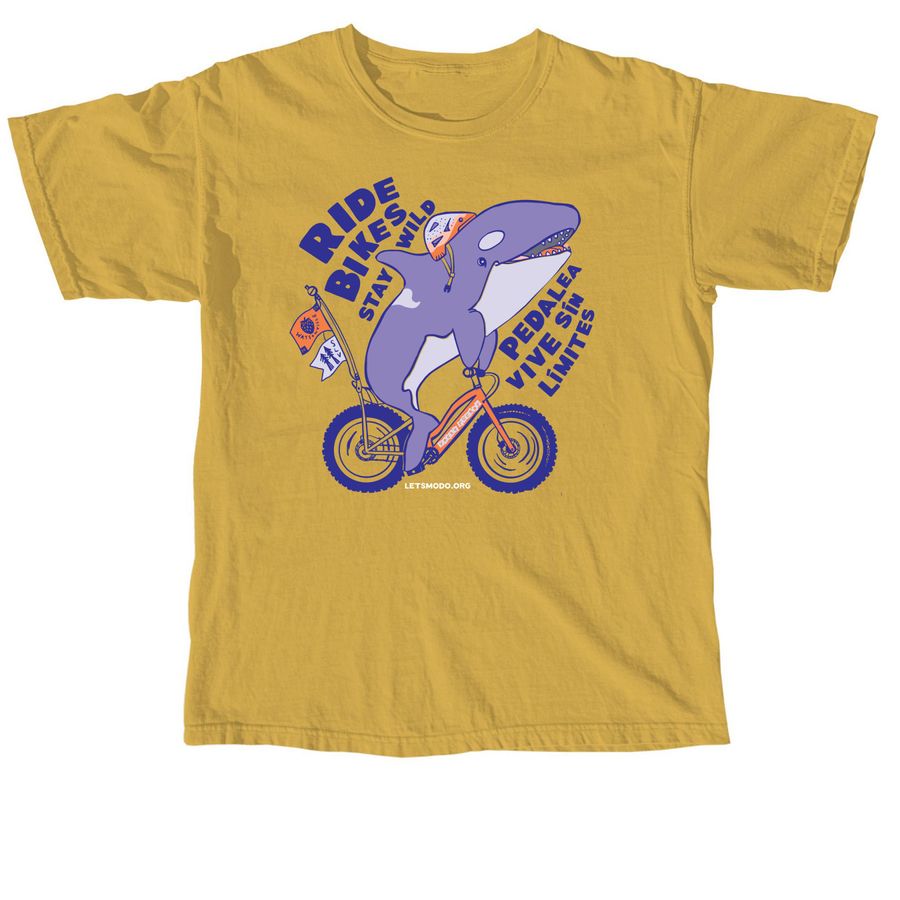 Ride Bikes, Stay Wild, a Mustard Comfort Colors Unisex Tee