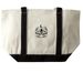 The Black Bird Oracle Series, a Natural/Black Large Two-Tone Canvas Tote Bag (back-view)