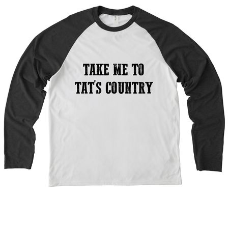 Take Me To Tat's Country - The Shirt, a Space Black/ Bright White Allmade Eco Triblend Colorblock Raglan Long Sleeve Tee