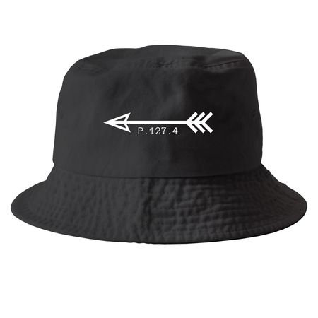 Arrow Hat, a Black Printed Bucket Hat