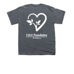 CdLS Fall Comfort Collection, a Dark Heather Youth Unisex Tee (back-view)