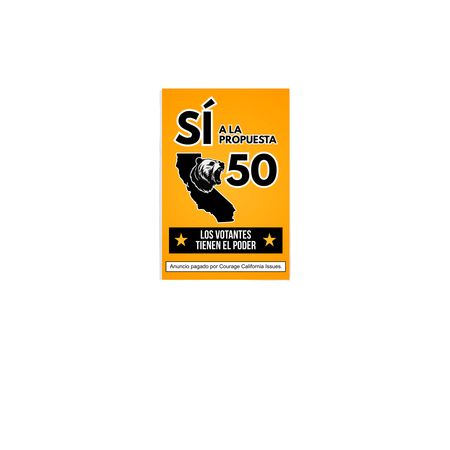Yes on 50 Yard Sign ? Spanish V2, a White 12" x 18" Yard Flag
