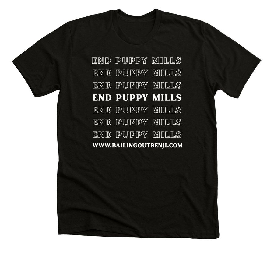 We repeat - End Puppy Mills, a Black Heather Premium Unisex Tee