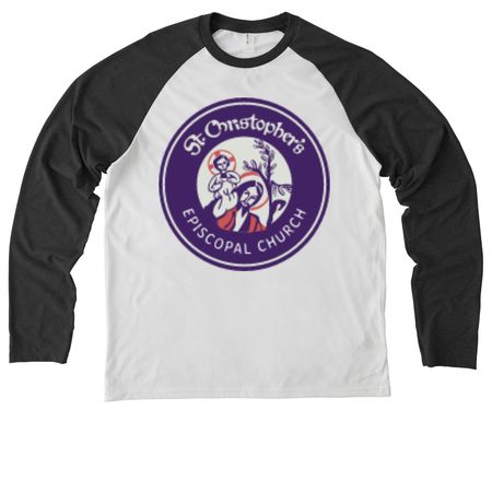 St. Christopher's Round Logo, a Space Black/ Bright White Allmade Eco Triblend Colorblock Raglan Long Sleeve Tee
