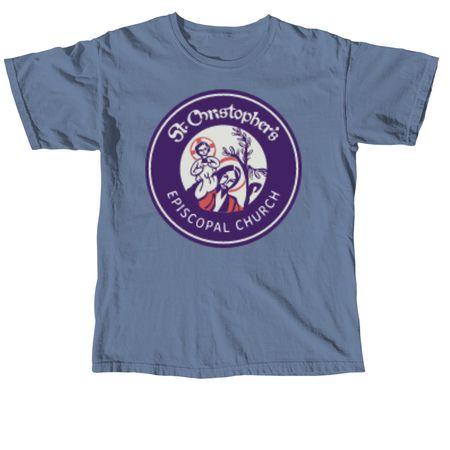 St. Christopher's Round Logo, a Blue Jean Comfort Colors Unisex Tee
