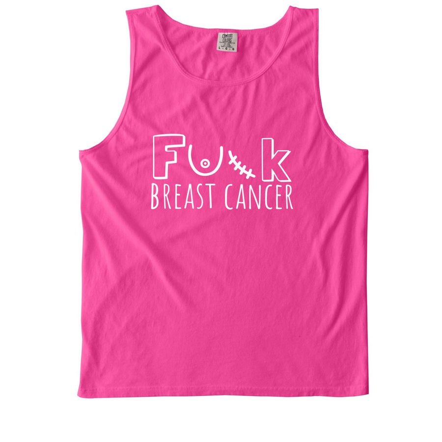 F*CK BREAST CANCER - TANKS, a Neon Pink Comfort Colors Tank Top