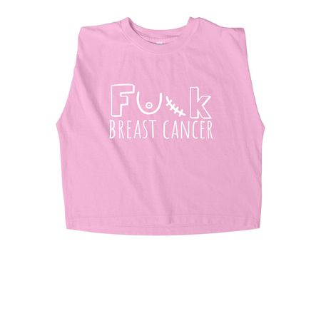 F*CK BREAST CANCER - TANKS, a Faded Powder Pink Women's Heavyweight Garment Dye Muscle Tee