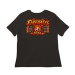 FIREBALLS Right Chest, a Black Women?s Relaxed Cotton Tee (back-view)
