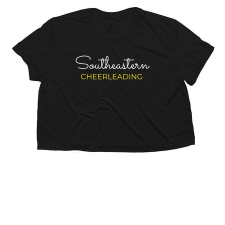 Southeastern Cheerleading, a Black Women?s Flowy Cropped Tee