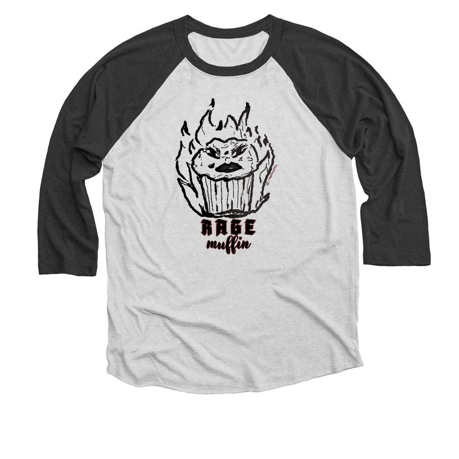 Rage Muffin OG&nbsp;, a Black and Heather White 3/4 Sleeve Baseball Tee