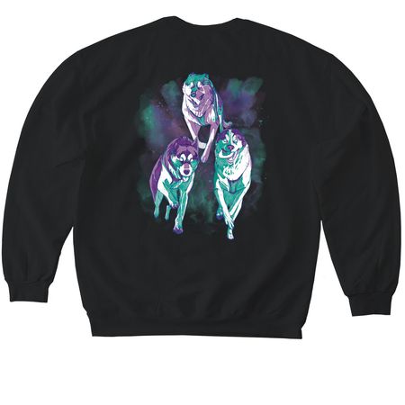 Arctic Rush Sled Dogs, a Black Softstyle Crewneck Sweatshirt
