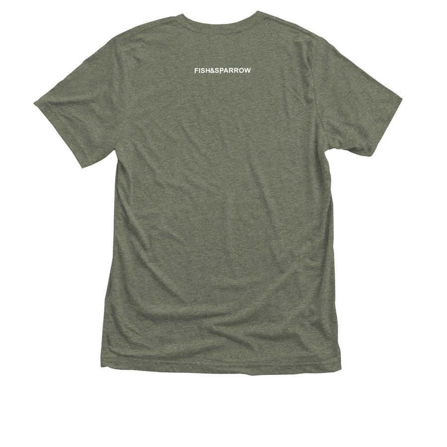 F&S (White), a Military Green Triblend Tee (back-view)