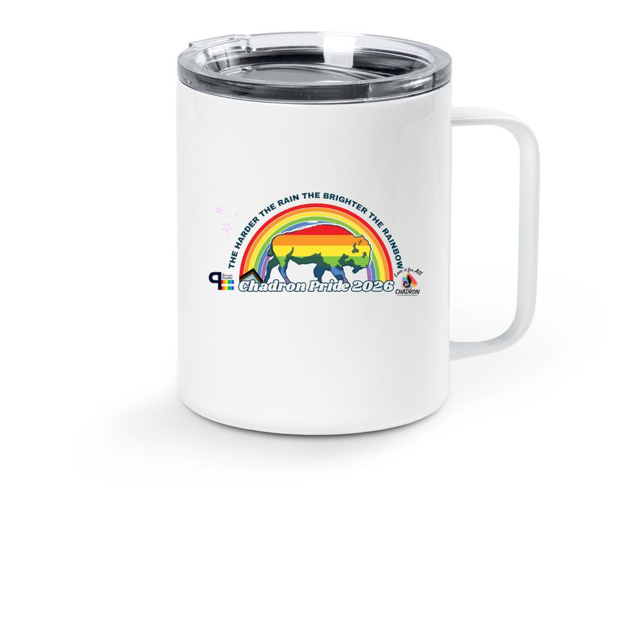 Fundraise for Chadron?s FIRST Pride 2026!, a White Stainless Steel Travel Mug