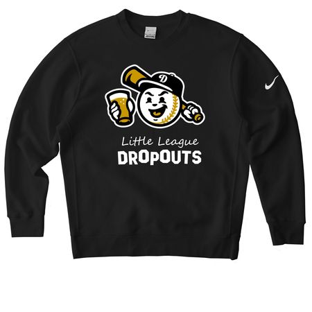 Little League Dropouts, a Black Nike Club Fleece Crewneck Sweatshirt