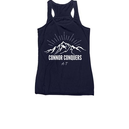 Connor Conquers A-T Shop, a Navy Women's Racerback