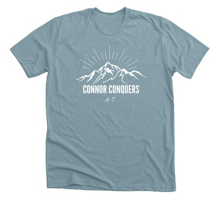 Connor Conquers A-T Shop, a Heather Blue Lagoon Premium Unisex Tee