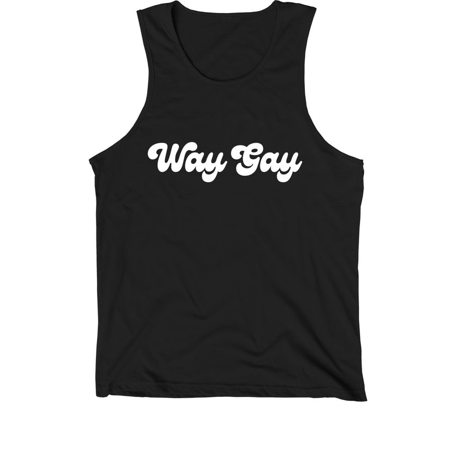 Way Gay Cursive Tank Top, a Black Premium Cotton Tank