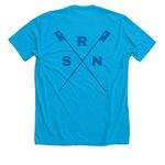 SRN 2026 - Crossed Oars, a Neon Blue Premium Unisex Tee (back-view)