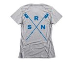 SRN 2026 - Crossed Oars, a Dark Heather Grey Women's Slim Fit Tee (back-view)