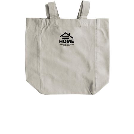 Security, Stability, HOME, a Natural Recycled Cotton Tote Bag (back-view)