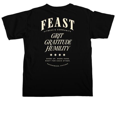 Feast Fall Merch, a Black Comfort Colors Unisex Tee (back-view)