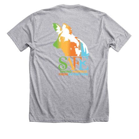 SAFE African Painted Dog&nbsp; w/SAFE dog logo, a Athletic Heather Premium Unisex Tee (back-view)