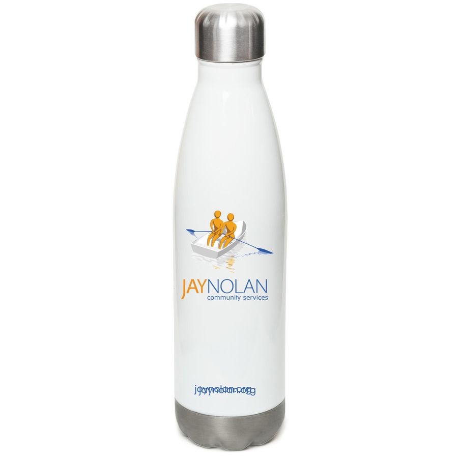 Jay Nolan Water Bottle, a White Stainless Steel Water Bottle