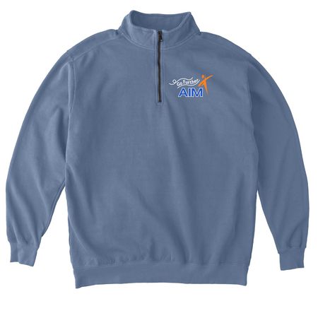 Go Further - chest emblem edition, a Blue Jean Comfort Colors Quarter Zip Pullover