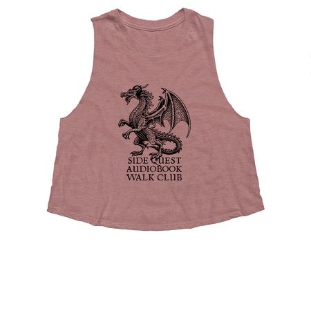 Side Quest Audiobook Walk Club, a Heather Mauve Women's Cropped Racerback Tank