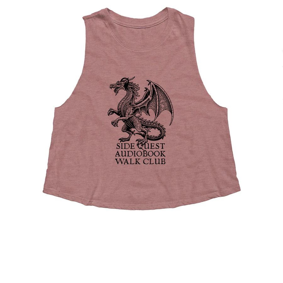 Side Quest Audiobook Walk Club, a Heather Mauve Women's Cropped Racerback Tank