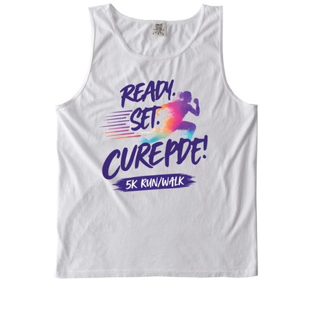 Racing Towards a Cure: Virtual 5k Tshirt, a White Comfort Colors Tank Top