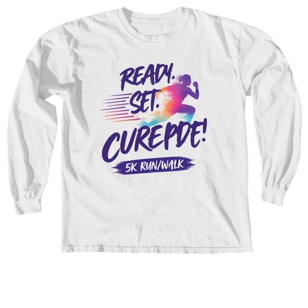 Racing Towards a Cure: Virtual 5k Tshirt, a White Comfort Colors Long Sleeve Tee