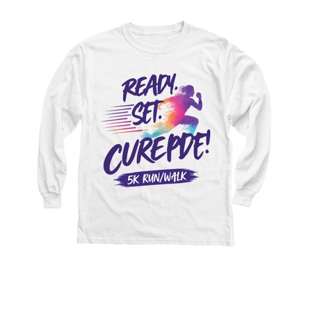 Racing Towards a Cure: Virtual 5k Tshirt, a White Youth Long Sleeve Tee