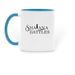 Not My Problem Coffee Mug, a Light Blue Two-Tone Ceramic Mug (back-view)