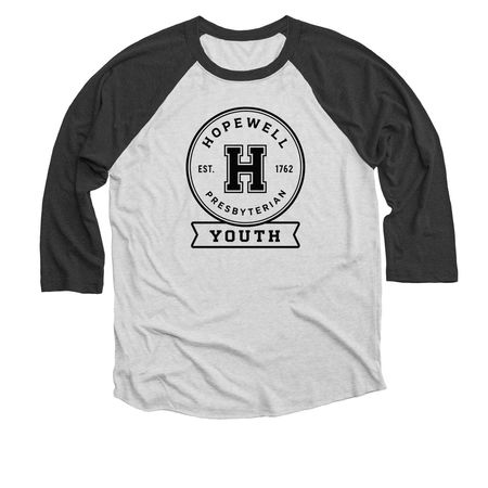 Hopewell Youth 2026, a Black and Heather White 3/4 Sleeve Baseball Tee