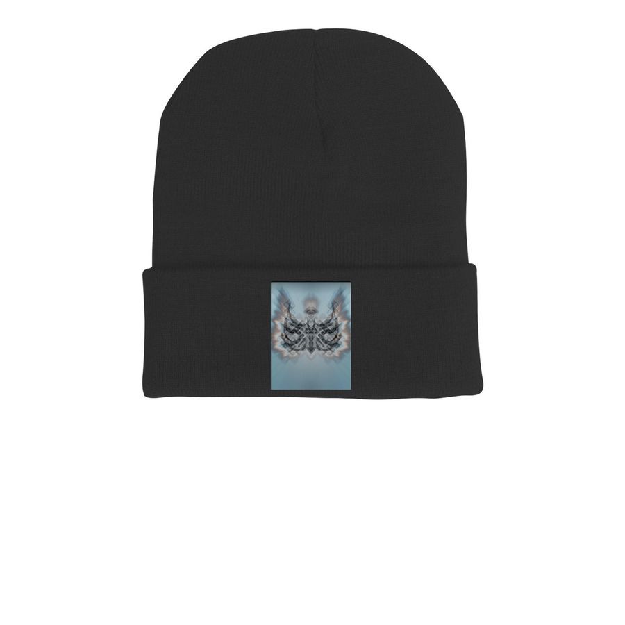 Juno, a Black Printed Cuffed Beanie