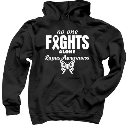??No fighting Alone?, a Black Pullover Hoodie