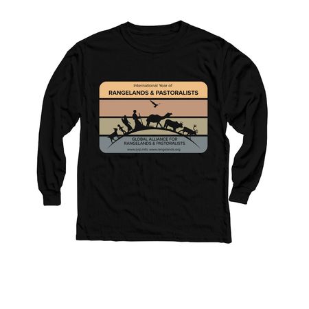 Supporting Rangelands & Pastoralists!, a Black Youth Long Sleeve Tee