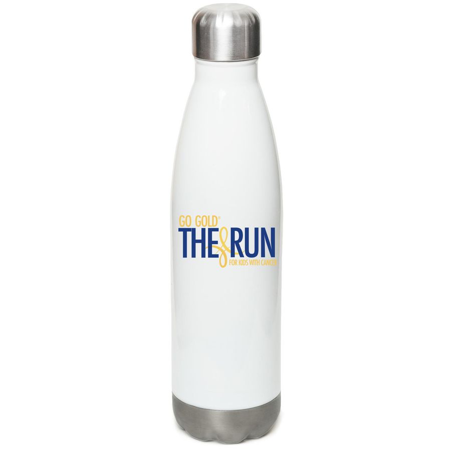 GO GOLD? the RUN Tumbler, a White Stainless Steel Water Bottle