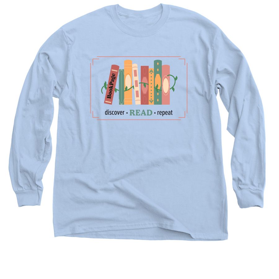 BookPage Logo Vines Long Sleeve Tee, a Light Blue Classic Long Sleeve Tee