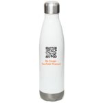 H2O Bottle, a White Stainless Steel Water Bottle (back-view)