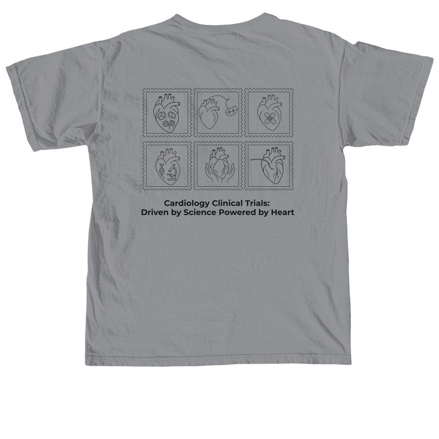 Powered by Heart, a Granite Comfort Colors Unisex Tee (back-view)